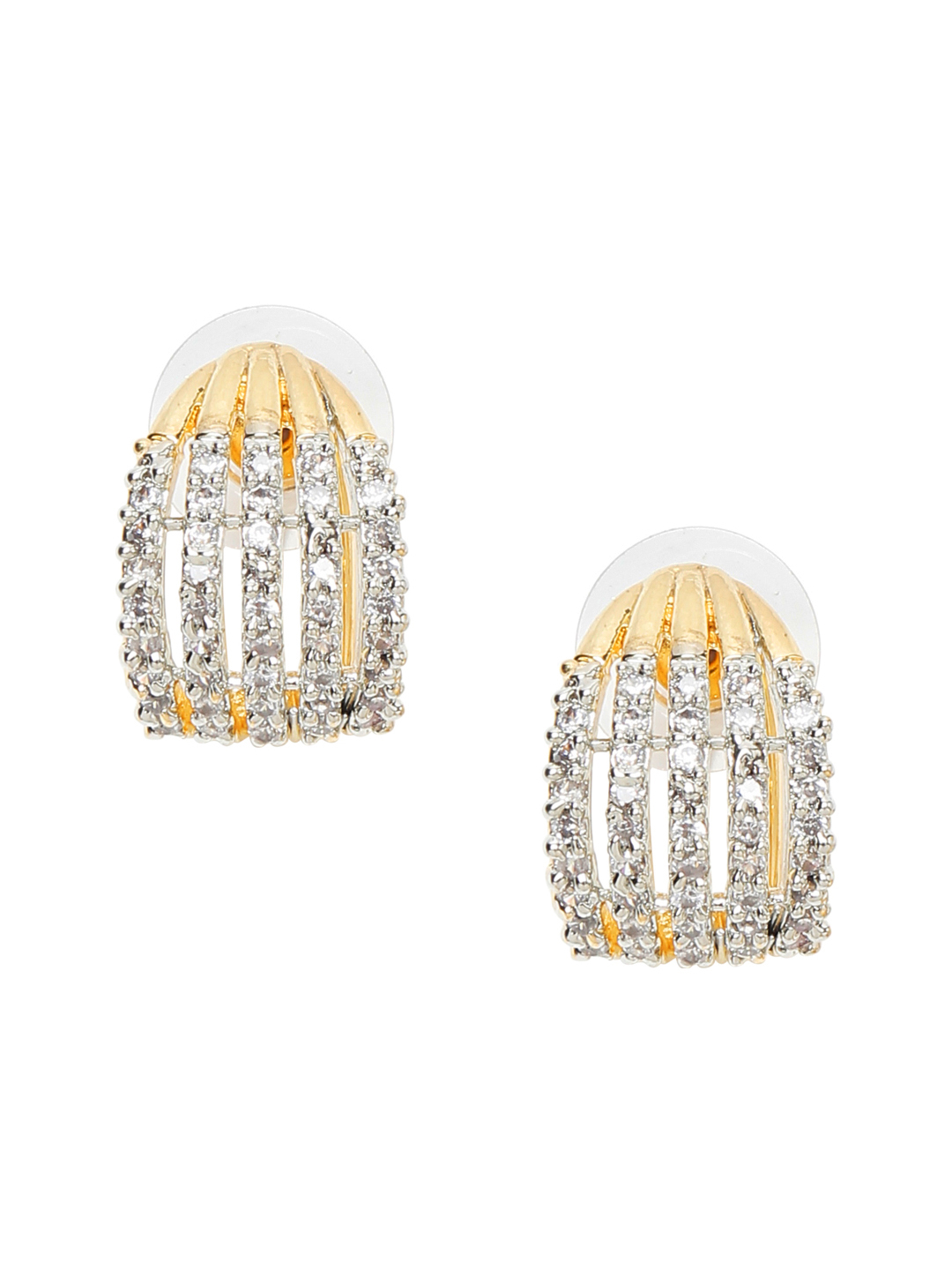 YouBella Jewellery Gold Plated American Diamond Studded Huggie Earrings for Girls and Women (YBEAR_33354) (Gold)